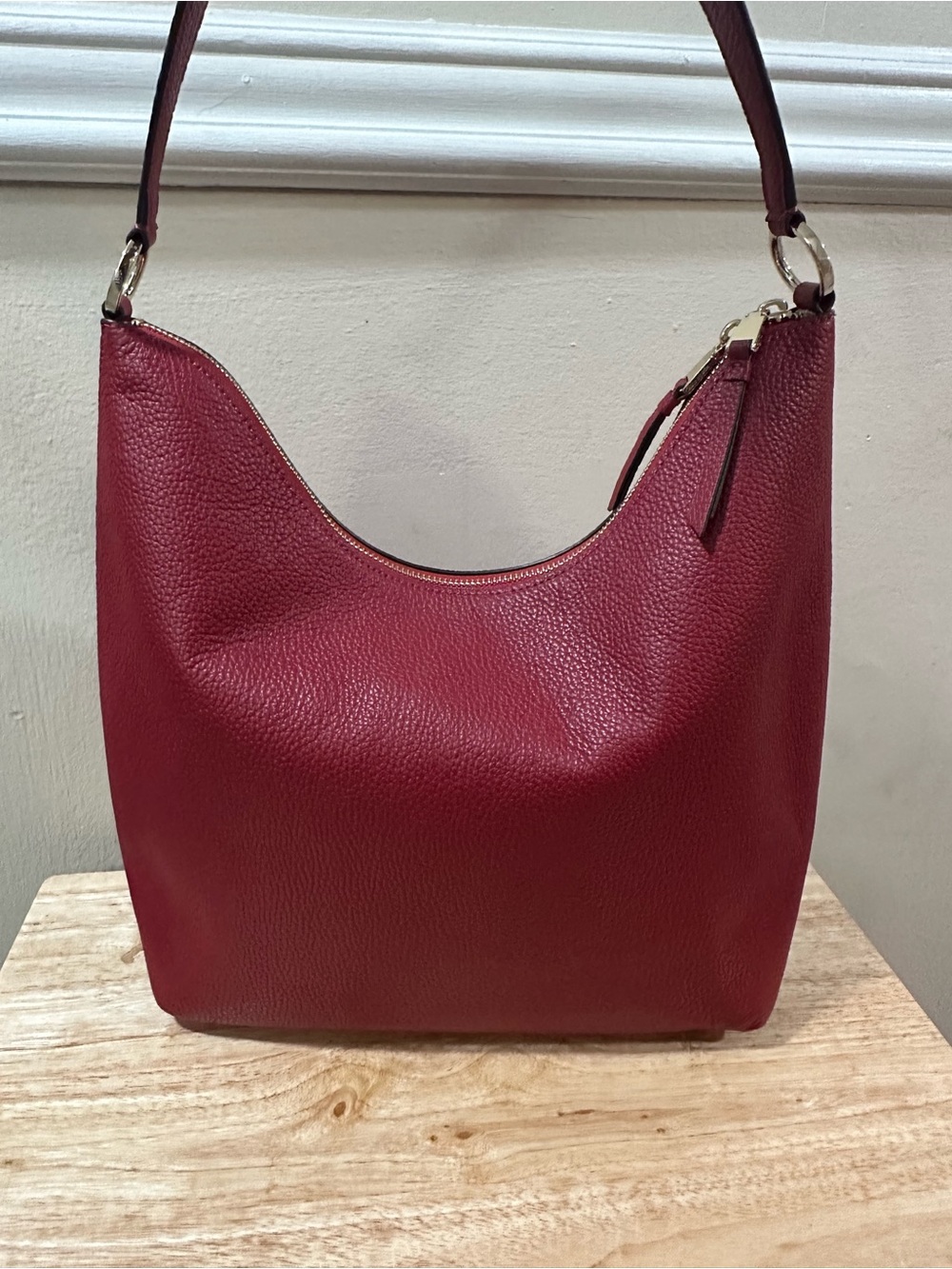 kate spade Red Pebbled Leather Shoulder Hobo Bag with Hold Hardware - Picture 10 of 16